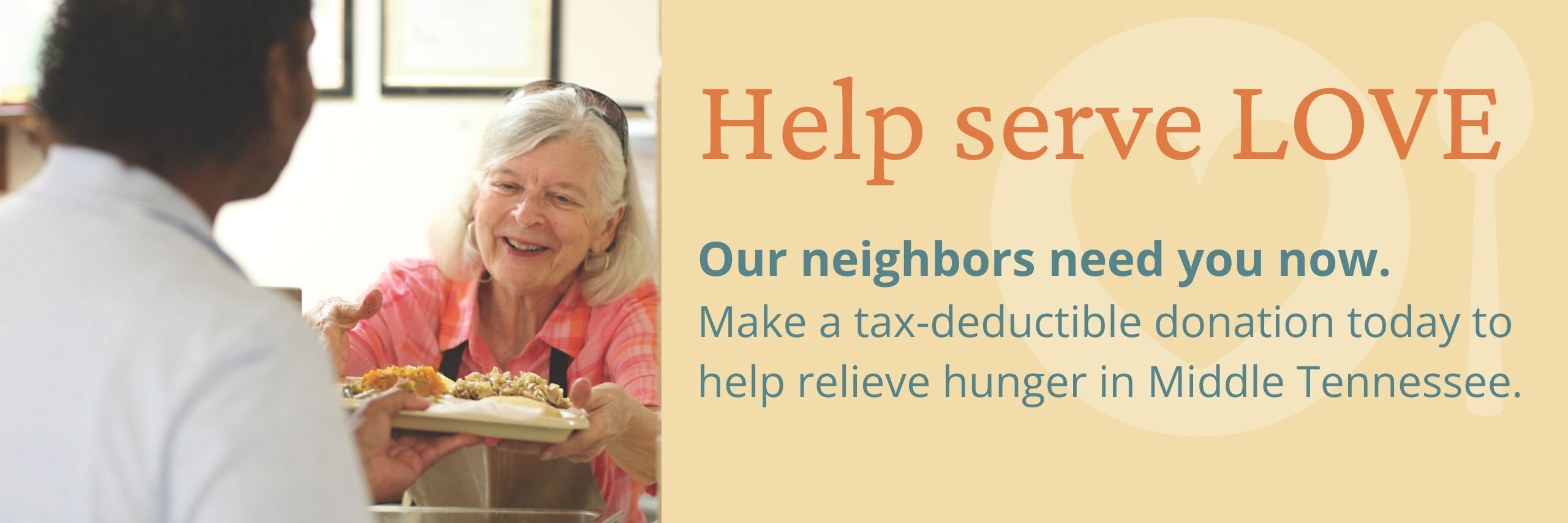 Solicitation for tax deductible donation to hunger relief.